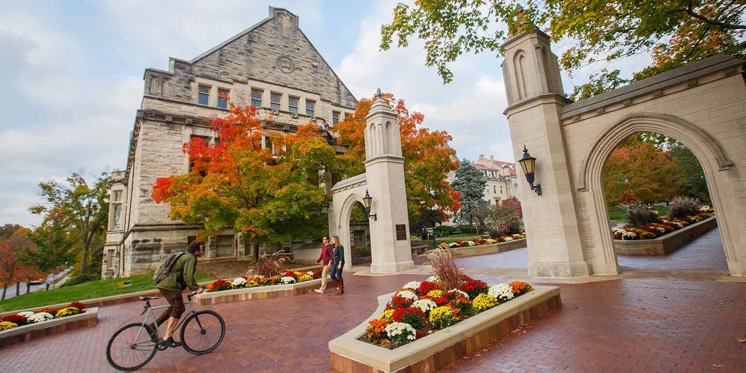 Bloomington's Sample Gates in autumn.