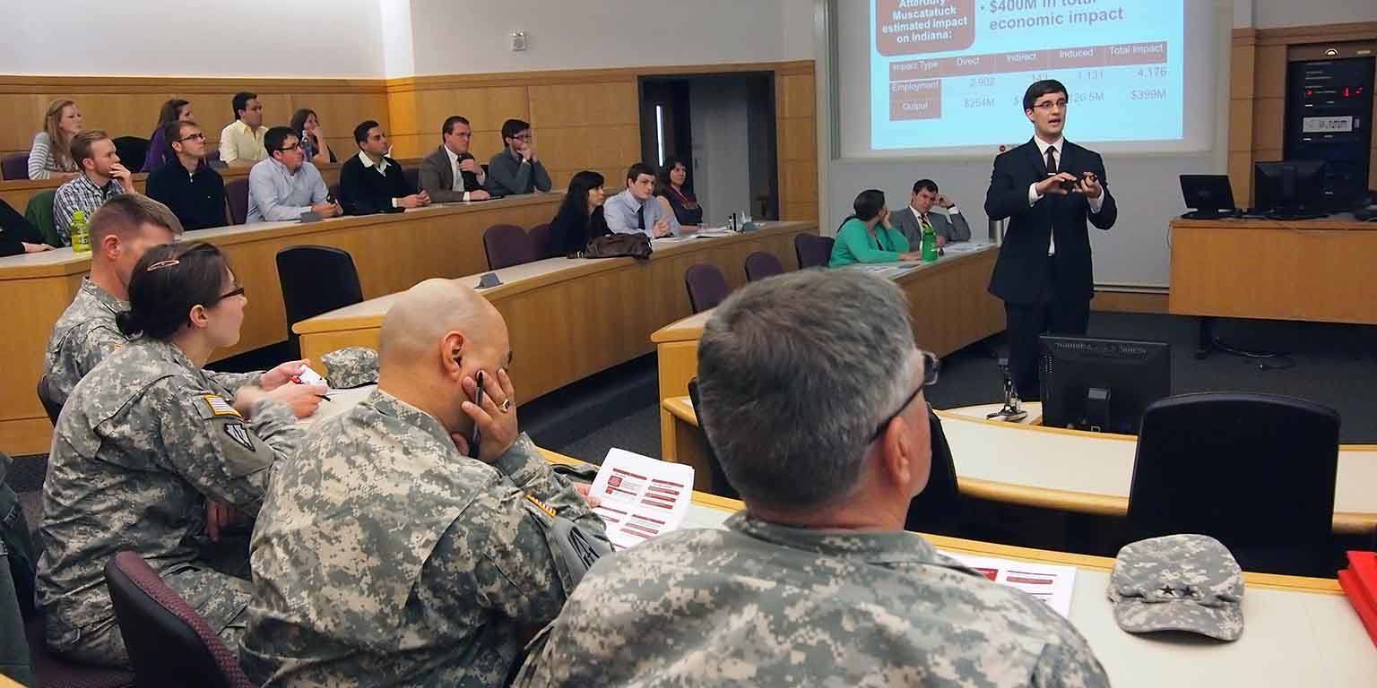 Military members in classroom